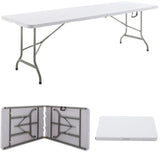 BTEXPERT 8-Foot-96 long White Plastic Folding Table Portable 30" Wide, 29" High, Indoor Outdoor Events Banquet Dining Party Patio, One BTEXPERT
