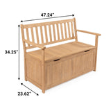 happimess STB1000A Sophie 48" Traditional Farmhouse Lift-Top Acacia Wood Storage & Entry Bench, Light Teak Matte Finish, with Seating & Armrest for Patio, Garden, Porch, Backyard, Poolside happimess