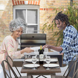 FDW Heavy Duty Outdoor Dining Table Metal Kitchen Table Metal Table Bar Coffee Table Home Restaurant Wood Top Table Patio Dining Table Indoor Outdoor Metal Base Table, Bronze (Rectangle) FDW