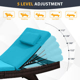 Sundale Outdoor Wicker Chaise Lounge Chair Set of 2, Rattan Patio Lounge Chairs for Outside, Adjustable Recliner with Cushions & Pillows for Deck, Indoor, Yard - Steel, Aruba Sundale Outdoor