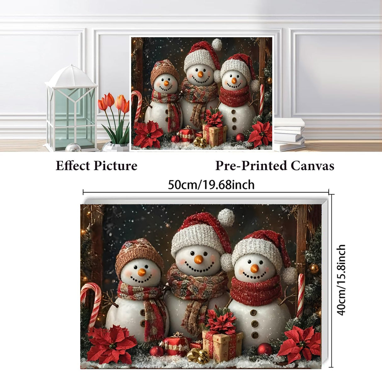 KYOQFVN Christmas Paint by Numbers Kits for Adults - Snowman Paint by Number Kits for Beginners, DIY Acrylic Painting on Canvas for Home Wall Art Decor 16x20 Inch KYOQFVN