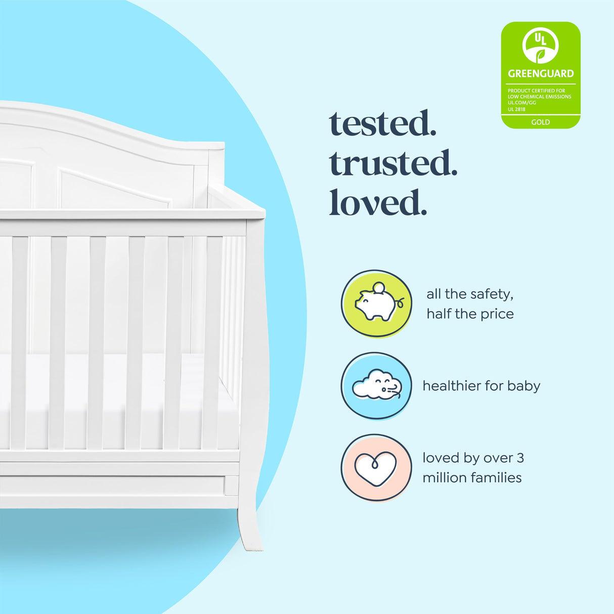 DaVinci Emmett 4-in-1 Convertible Crib in White, Greenguard Gold Certified DaVinci