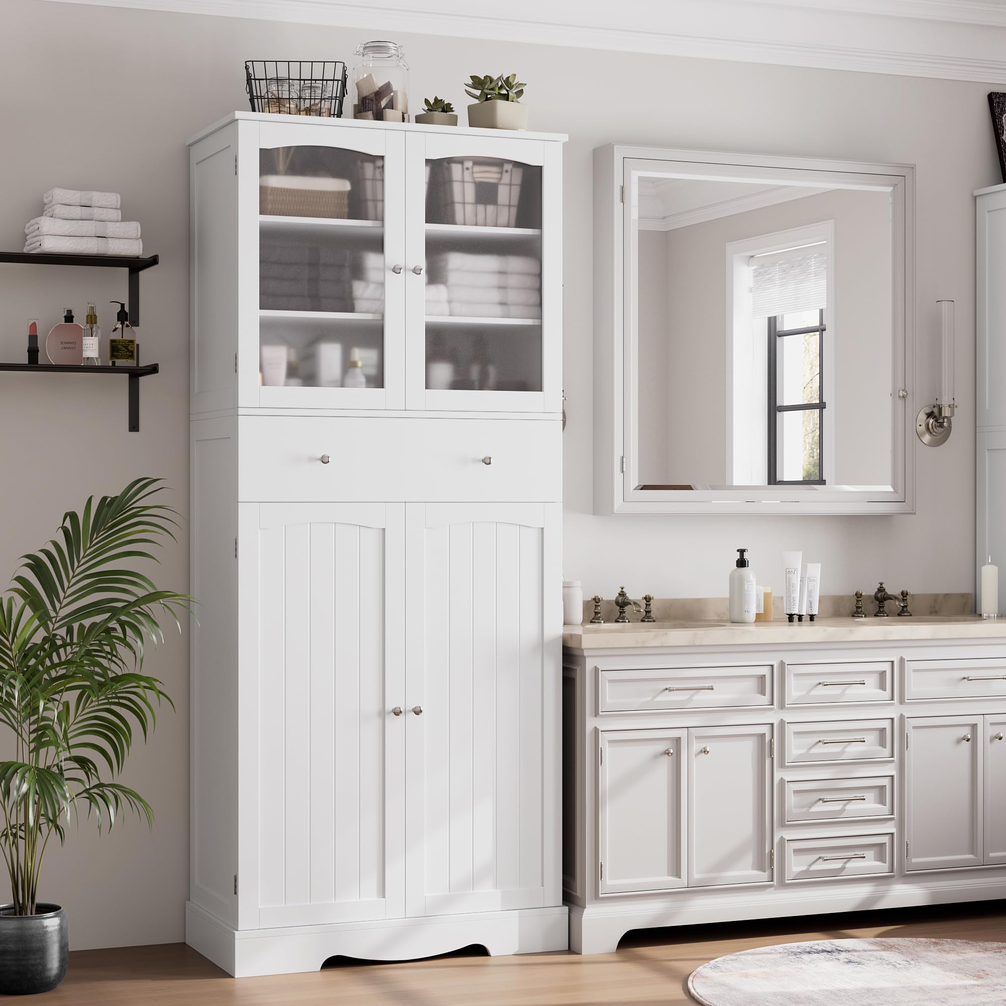 High bathroom offers cabinet storage