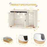 Hzuaneri Cat Litter Box Enclosure, Hidden Litter Box Cabinet Furniture with Bell, Indoor Cats House, Farmhouse Style, 31.5 x 19.7 x 20.9Inches, for Hallway, Bedroom, White CB82414B Hzuaneri