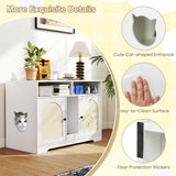 Tangkula Double Litter Box Enclosure, 43 Inch Hidden Litter Box Furniture with Shelves, Removable Scratching Board, 2 Sisal Mats, Large Enclosed Cat Box Enclosure for 2 Cats (White) Tangkula