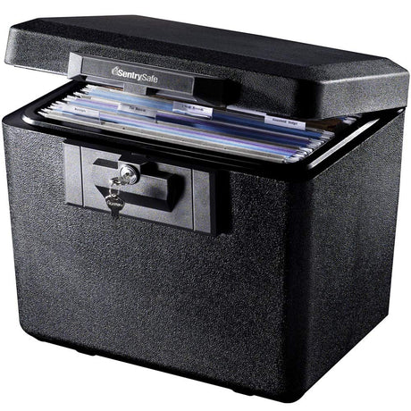 SentrySafe Black Fireproof Document Box with Key Lock, Safe Secures Files and Documents for Home or Office, 0.61 Cubic Feet, 13.6 x 15.3 x 12.1 inches, 1170 SentrySafe