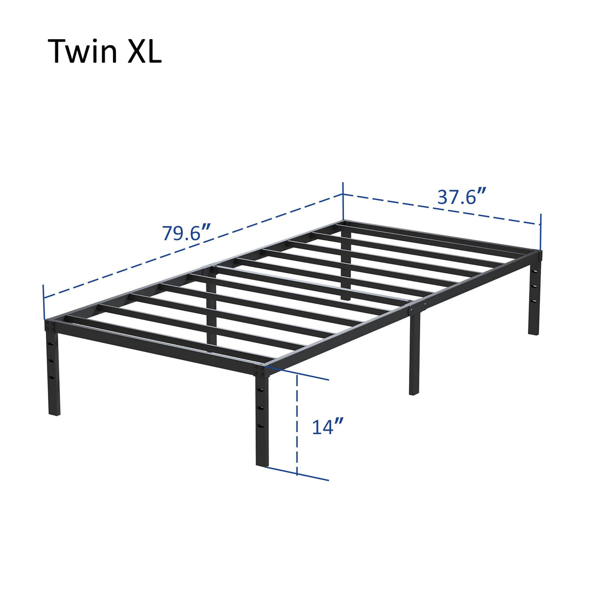 Maenizi Twin XL Bed Frames No Box Spring Needed, 14 Inch Heavy Duty Metal Twin XL Platform Bed Frame Support Up to 2500 lbs, Easy Assembly, Noise Free, Black Maenizi