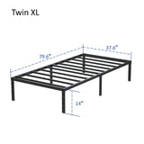 Maenizi Twin XL Bed Frames No Box Spring Needed, 14 Inch Heavy Duty Metal Twin XL Platform Bed Frame Support Up to 2500 lbs, Easy Assembly, Noise Free, Black Maenizi