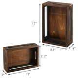 Dicunoy Set of 2 Rustic Nesting Boxes, Wooden Organizer Crates Basket, Small Decorative Wood Wire Containers with Handle for Countertop, Fruit, Veggies, Kitchen, Bathroom, Pantry Storage, Gift Basket Dicunoy