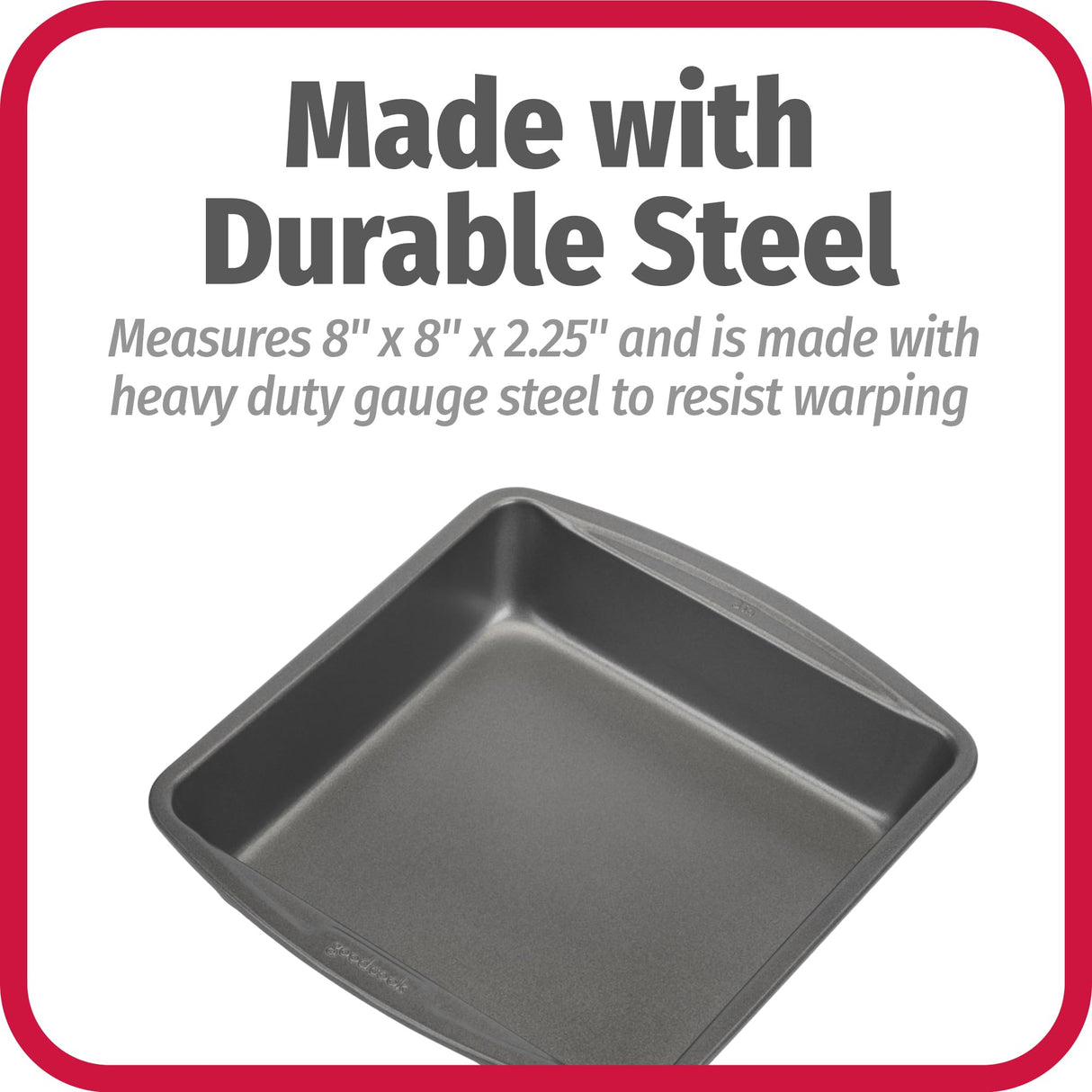 Good Cook 04017 786173391991 8 Inch x 8 Inch Square Cake Pan, 8 x 8 Inch, Grey GoodCook