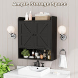 EasyCom 22" W x 26" H Bathroom Wall Cabinet, Farmhouse Medicine Cabinet with Adjustable Shelves and Double Barn Doors, Over The Toilet Storage Cabinet for Bathroom, Kitchen, Living Room, Black EasyCom