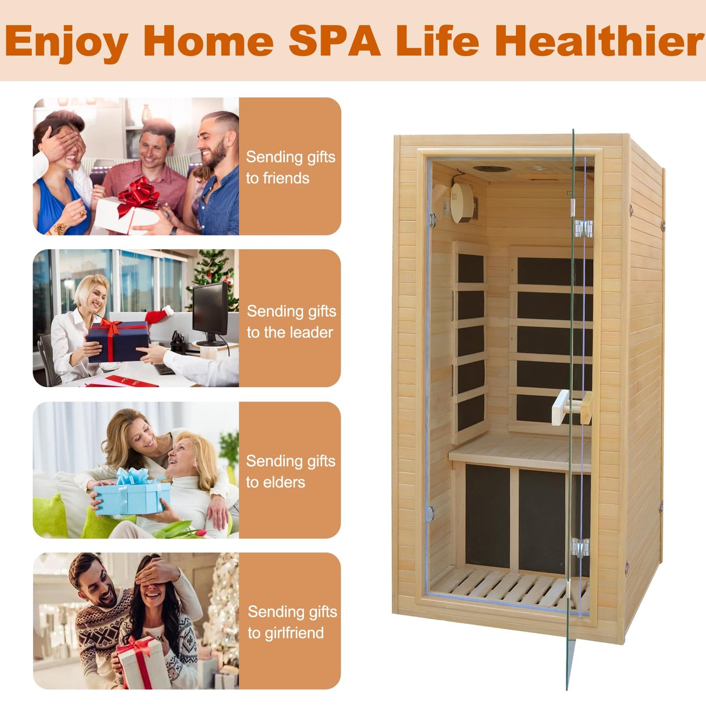 Far Infrared Home Sauna Mini Indoor Dry Personal Sauna Room,Hemlock Wood Sauna,with 1200W 5 Heating Panels, Heating Machine Equipment for Home Workout Yoga,Choice for Mum Wife Sister Family