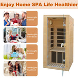 Far Infrared Home Sauna Mini Indoor Dry Personal Sauna Room,Hemlock Wood Sauna,with 1200W 5 Heating Panels, Heating Machine Equipment for Home Workout Yoga,Choice for Mum Wife Sister Family Homsido