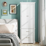 Tangkula 62" H Kitchen Pantry Cupboard, Freestanding Storage Cabinet w/Adjustable Shelves & 2 Large Drawers, Tall Floor Cabinet Home Storage for Kitchen Living Room Bathroom (White) Tangkula