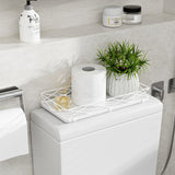 Lixple Toilet Paper Basket Holder, 13" Bathroom Tray Countertop, Wood and Metal Toilet Tank Tray Bathroom Vanity Organizer for Toiletry, Kitchen Sink Organizer for Soap Dispenser (White) Lixple