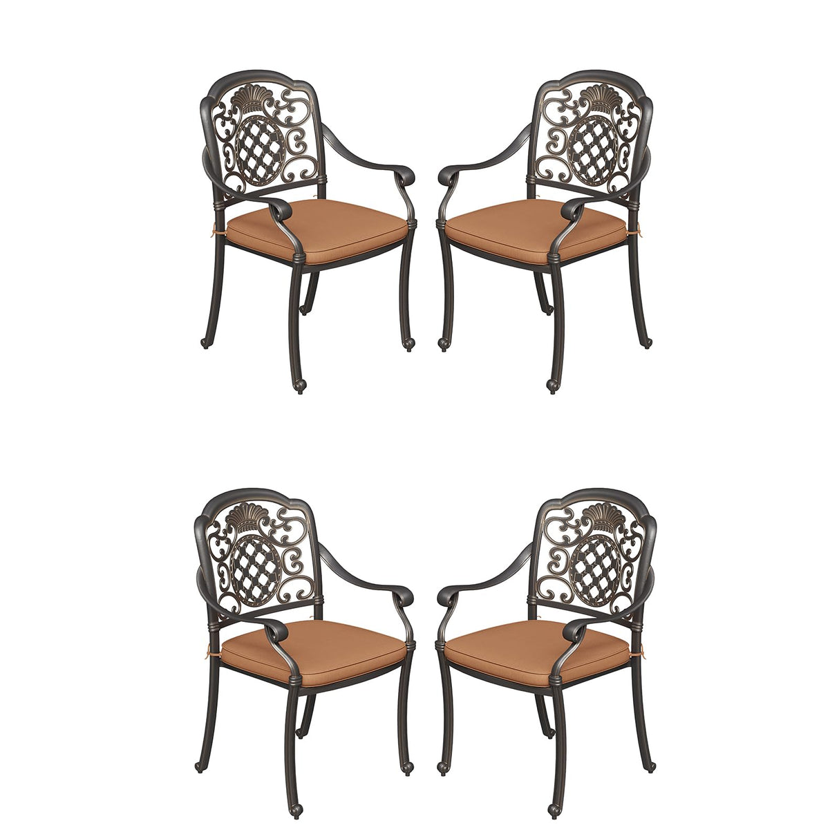 Garvee 4 Piece Patio Dining Chairs with Cushions, Outdoor All-Weather Cast Aluminum Chairs, Patio Bistro Dining Chair Set of 4 for Garden Deck Backyard, Dark Bronze Garvee