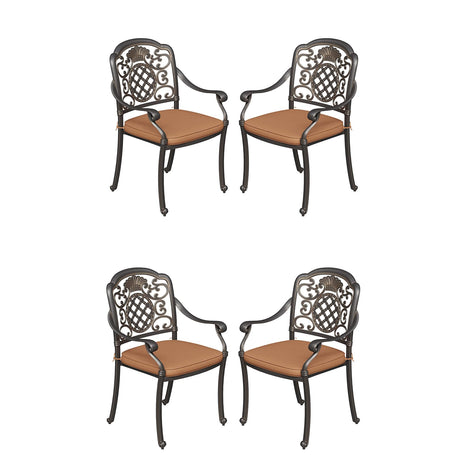 Garvee 4 Piece Patio Dining Chairs with Cushions, Outdoor All-Weather Cast Aluminum Chairs, Patio Bistro Dining Chair Set of 4 for Garden Deck Backyard, Dark Bronze Garvee