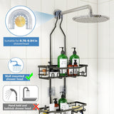 Joqixon Shower Caddy, Upgraded Extended Length Shower Caddy Over Showerhead No Blocking to Shower Head, Rustproof Shower Organizer with Hooks Shampoo Soap Holder, Bathroom Large Hanging Shower Caddy Joqixon