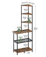 CHOEZON 6-Tier Corner Shelf, Industrial Corner Bookshelf with Desk Top, Diamond-Shaped Storage Shelves, Display Stand for Small Spaces, Living Room, Home Office, Foyer, Rustic Brown and Black TCJ70BF CHOEZON