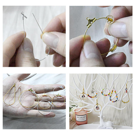 XKCWXY 483Pcs Earring Making Kit with Beading Hoop Earring Finding Component Accessories,Earring Hooks,Jump Rings,Earring Backs for Jewelry Making DIY Craft XKCWXY
