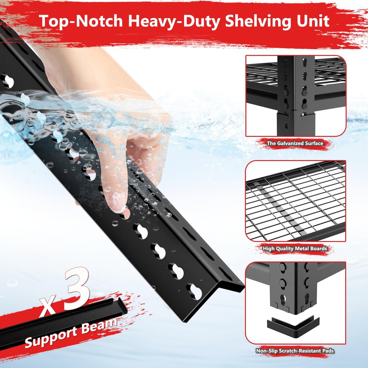 Storage Shelves, Garage Shelving Heavy Duty 3300 LBS Capacity, 60"L x 24"W x 78"H Adjustable Metal Shelving Organizer Wire Rack, 5 Tier Utility Shelf Unit for Pantry Closet Warehouse Organization MODCART