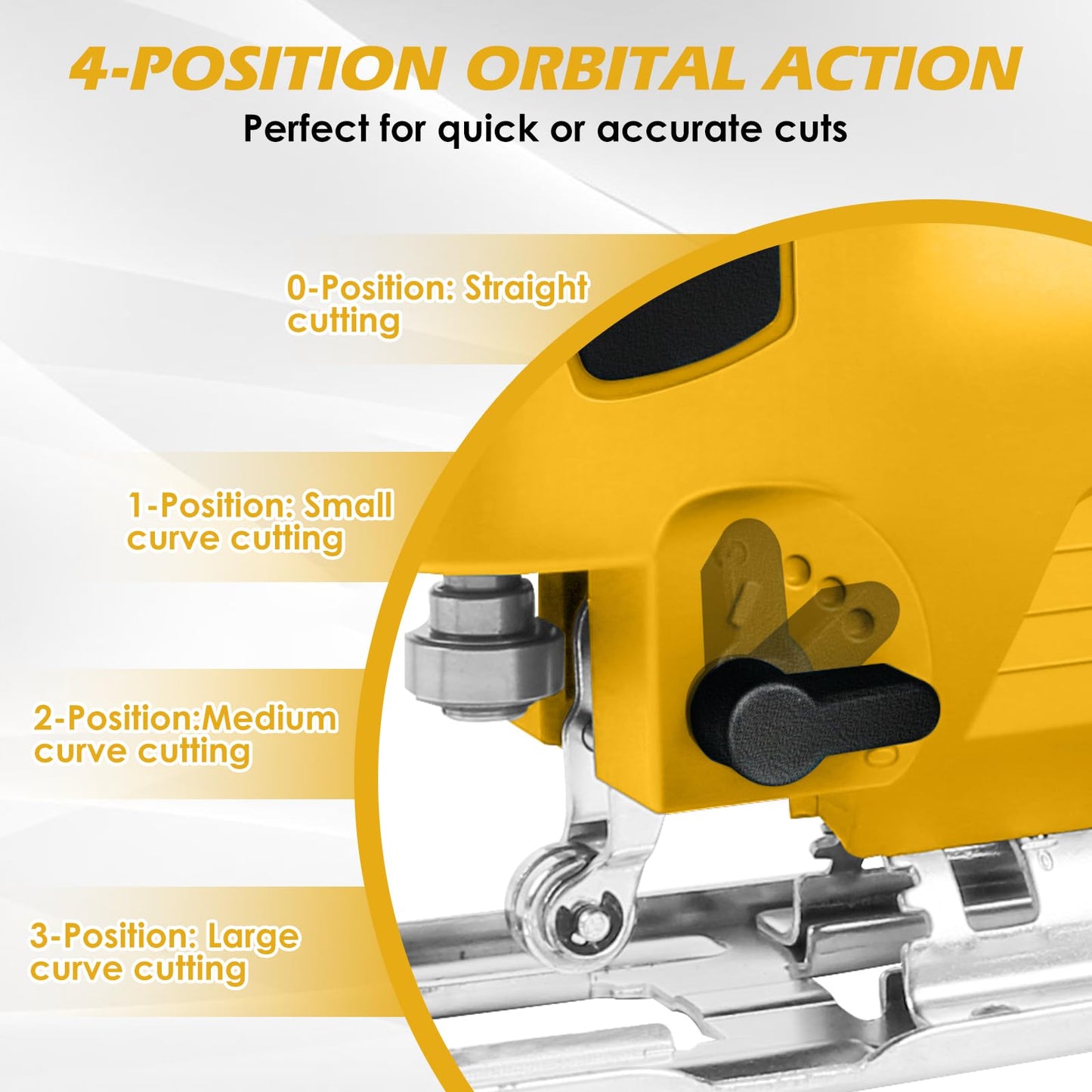 Cordless Jig Saw Compatible with Dewalt 20V Battery, Brushless Orbital Jigsaw with 2600 Blade Speed, with 10pcs Blades, 4 Orbital for Wood, Plastic and Metal Cutting (No Battery) - WoodArtSupply