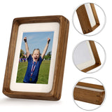 FLECHAZO 6x8 Picture Frame Wood with 5x7 Mat, Natural Solid Walnut Wooden 6 by 8 Photo Frames for Tabletop or Wall Mounting Display FLECHAZO
