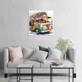 FQOVKYN Cartoon Diamond Painting Kits for Adults, Flower Car Diamond Art Kits for Adults Beginners, Cartoon Gem Art Kits for Adults for Home Wall Decor Present(12x12inch) FQOVKYN