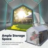 Quictent Heavy Duty 8x12FT Carport Shelter with Roll-Up Mesh Windows, Portable Garage Canopy for Motorcycle Storage, Outdoor Equipment, Patio Furniture Cover - Silver Gray Quictent