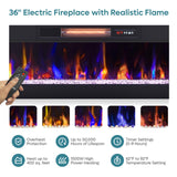 Bestier 70" Fireplace TV Stand for 80" TV with Storage Cabinet, Modern PS5 Entertainment Center with 36" Electric Fireplace, Open Storage Shelve for Living Room Black Marble Bestier