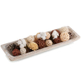 Hanobe Decorative Wood Dough Bowl: Large Long Wooden Centerpiece Table Decorations Natural Candle Holder Tray Decor Rustic Unfinished Centerpieces for Dining Room Kitchen Fruit Bowls, White Hanobe