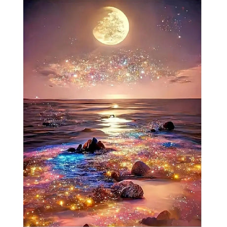 CXYQLC DIY 5D Diamond Painting Kits for Adults Diamond Art Ocean Beach Starry Sky Diamond Painting Full Drill Crystal Rhinestone Embroidery Craft Kits for Home Wall Decor Gifts 11.8x15.7inch CXYQLC