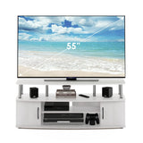 Furinno JAYA Large Entertainment Stand for TV Up to 55 Inch, White Oak/Chrome Furinno
