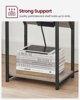 VASAGLE End Table with Charging Station, Set of 2, Small Side Tables for Living Room, Bedroom, Nightstand with Outlets and USB Ports, Bedside Table with Storage Shelf, Heather Greige and Black VASAGLE