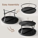 Round Coffee Table, Circle Wood Coffee Tables for Living Room, 2 Tier Industrial Modern Center Table with Thickened Tabletop and Metal Frame, 31.5 inch (Black) AntsandAnts