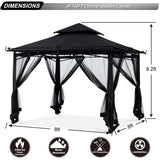 ABCCANOPY Gazebos for Patios 8x8 - Outdoor Steel Frame Gazebo with Mosquito Netting for Lawn Backyard Garden Deck (Black) ABCCANOPY