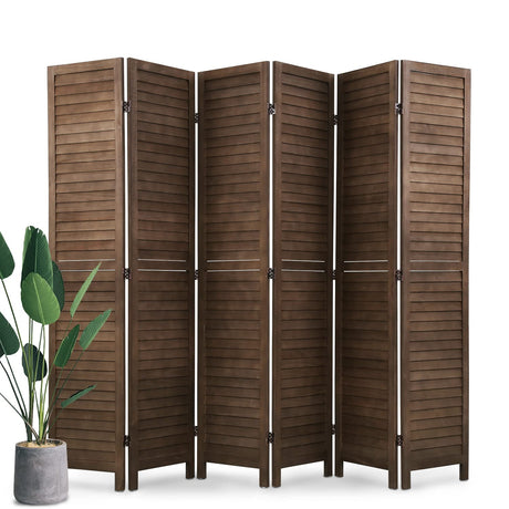 Room Divider 6 Panels, 5.75FT Wooden Room Divider Wall Folding Privacy Screens Freestanding Partition for Home Office Bedroom NChanmar
