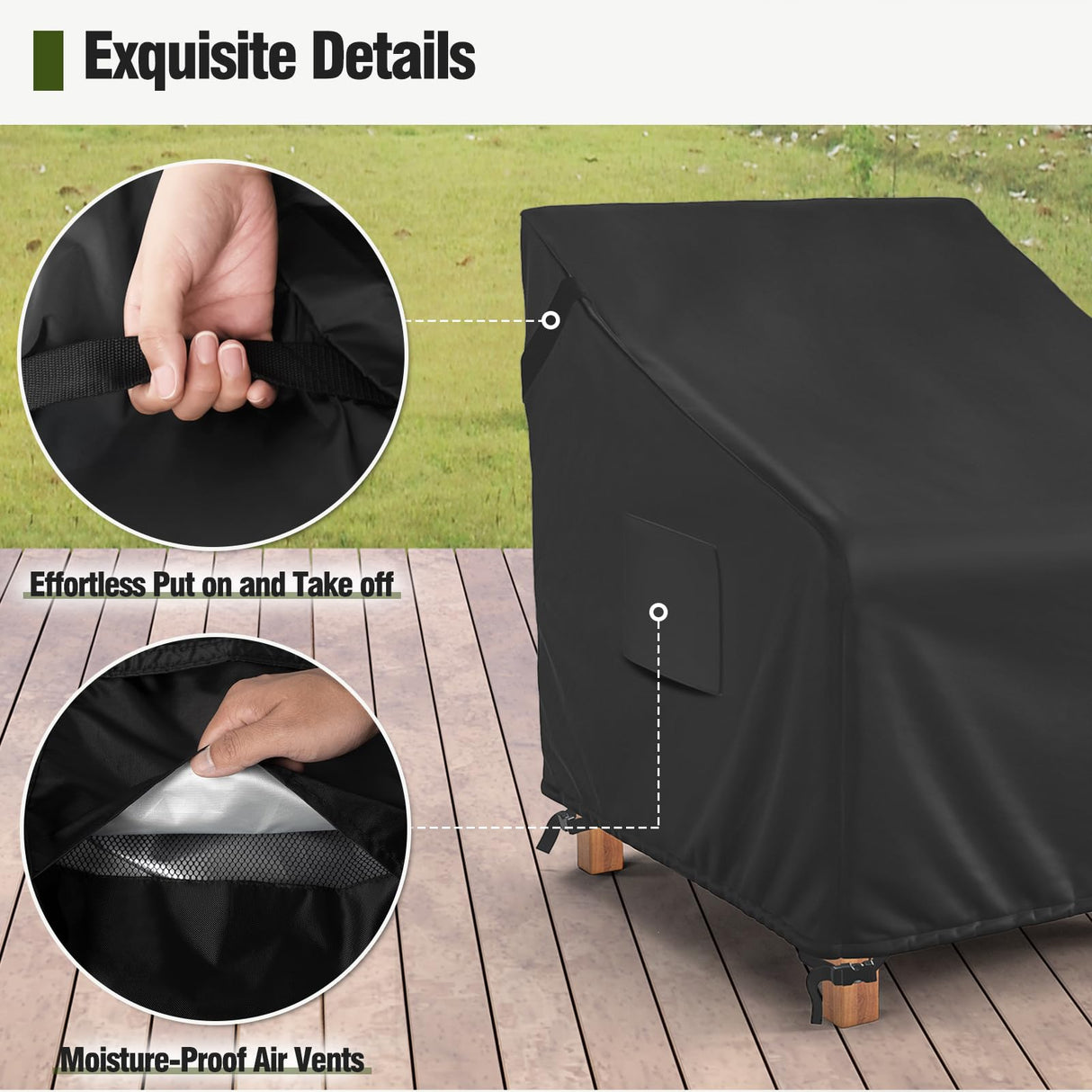 MR. COVER Patio Furniture Covers Waterproof, Outdoor Chair Covers for Rocking Chair, Fits up to 32W x 37D x 36H Inches, Ventilated Air Vents and Convenient Handles Included, Black, 2 Pack MR. COVER