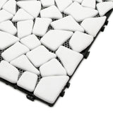 SUNWINGS 4PCS Natural Stone Interlocking Deck Tiles 12"x12" Pebble Waterproof Patio Deck, Outdoor Indoor Floor Decking Tiles for Porch Poolside Balcony Backyard, White sunwings