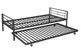 DNYN Twin Triple Bunk Bed with Built-in Ladder,Twin-Over-Twin-Over-Twin Size Metal Bunkbeds w/Safety Guardrails for Kids/Teen/Adults Bedroom,Home Furniture for Dorm,Guest Room, Black DNYN