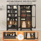 GAIOUS 74.8" Tall Metal Curio Cabinet, Display Cabinet with Glass Door, 6 Tier Liquor with 5 Adjustable Shelves, Locking Glass Display Case for Collectibles, Showcase Storage Cabinets, Black GAIOUS