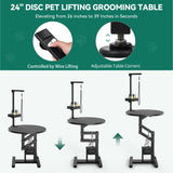 YITAHOME Electric Lift Dog Grooming Table 24" Rotating Desktop Pet Grooming Table for Dogs at Home, Adjustable Overhead Arm & Tool Organizer Dog Grooming Station, Black YITAHOME