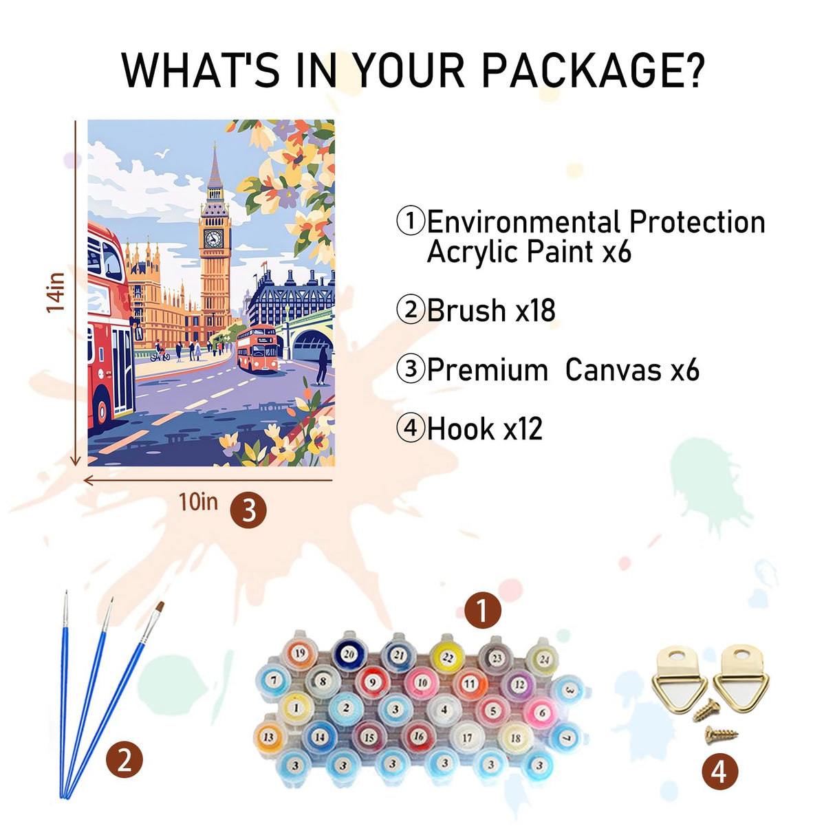 Amphol 6 Pack Paint by Numbers Kit for Adults, DIY City Landscape Paint by Numbers Kit for Beginner, Easy Painting by Number on Canvas with Brushes, Acrylic Paint, Great Gift Home Decor - 10”x14” Amphol