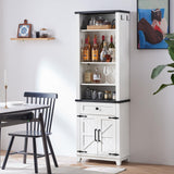 Joaxswe 72in Tall Bookshelf 7 Tier Bookcase with Drawer and Barn Doors and Adjustable Shelves, White Farmhouse Book Shelf with Storage Cabinet, Wood Freestanding Display Bookshelves for Living Room Joaxswe