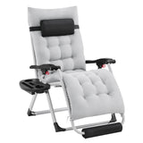 Yaheetech Zero Gravity Chair, Folding Reclining Lounge Recliner with Removable Pad & Headrest & Side Cup Holder Tray for Indoor and Outdoor Gray/1 Yaheetech