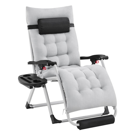 Yaheetech Zero Gravity Chair, Folding Reclining Lounge Recliner with Removable Pad & Headrest & Side Cup Holder Tray for Indoor and Outdoor Gray/1 Yaheetech