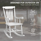 Outsunny Outdoor Wood Rocking Chair, 350 lbs. Porch Rocker with High Back for Garden, Patio, Balcony, White Outsunny