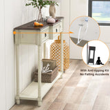 Giantex Console Table with 3 Storage Drawers - Entry Table, Rustic Farmhouse Entryway Table with Open Storage Shelf, Solid Wood Legs, Long Sofa Table Giantex