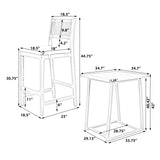 Merax 5 Pieces Acacia Wood Outdoor Patio Bar Set with Modern Boho Bar Height Chair Bar Table, 4 Bar Chairs with Soft Seat Cushions, Rattan Dining Bar Set for Garden, Backyard, Poolside and Balcony Merax