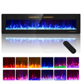 Kucreiheat 72 inch Electric Fireplace Wall Mount/Recessed/Free Standing-Ultra Thin Wall Fireplace Electric with Remote Control, Timer, 12 Flame Colors, Double Heat Vent, 750w/1500w Kucreiheat